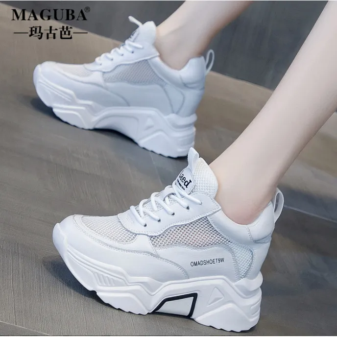 玛古芭内增高老爹鞋子女春夏季新款网面透气百搭厚底运动小白鞋