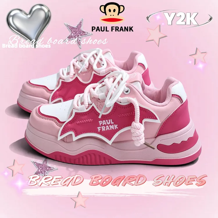 【千禧记忆】大嘴猴y2k亚比百搭玫粉色休闲女鞋蝙蝠设计厚底面包鞋