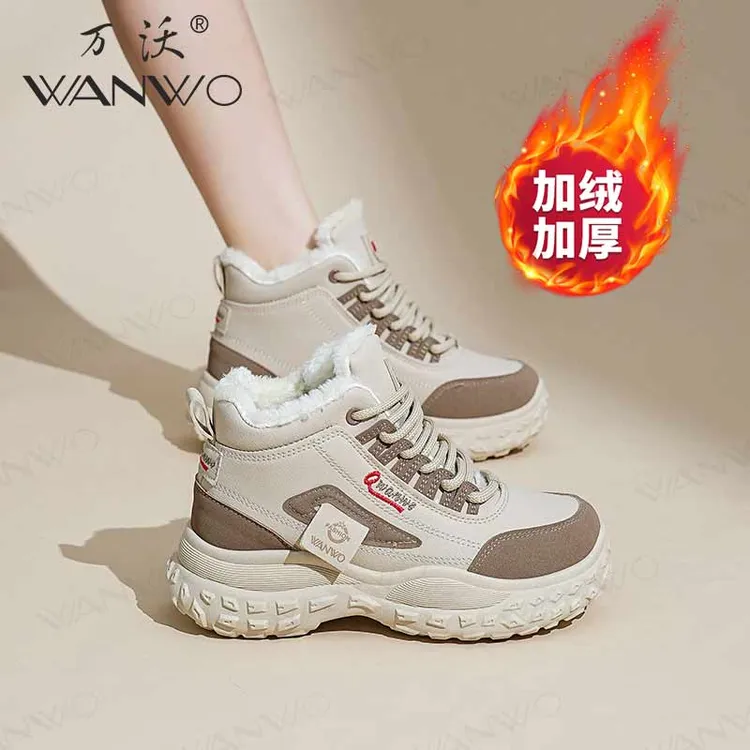 厚底高帮老爹鞋女加绒加厚棉鞋2025冬季新款保暖鞋韩版休闲运动鞋商品图