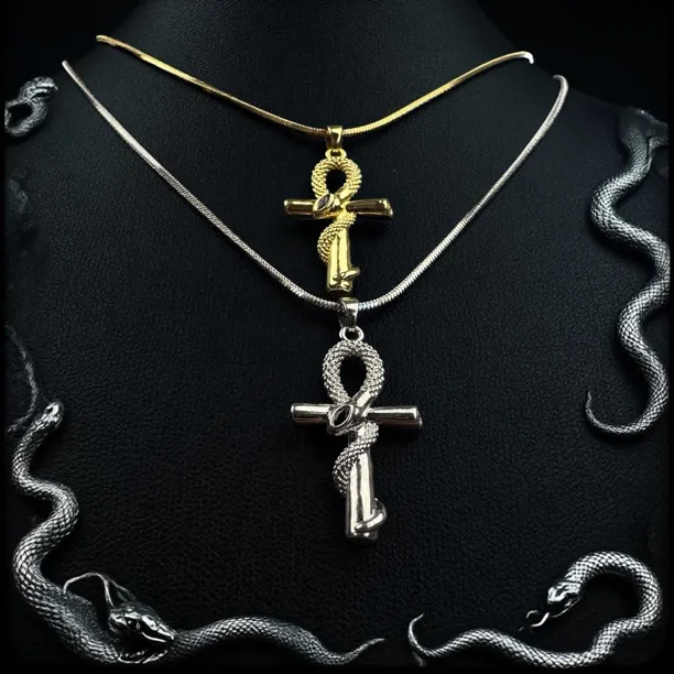 钛钢项链 灵蛇安卡金色银色时尚百搭复古款小众个性坠链素款项链