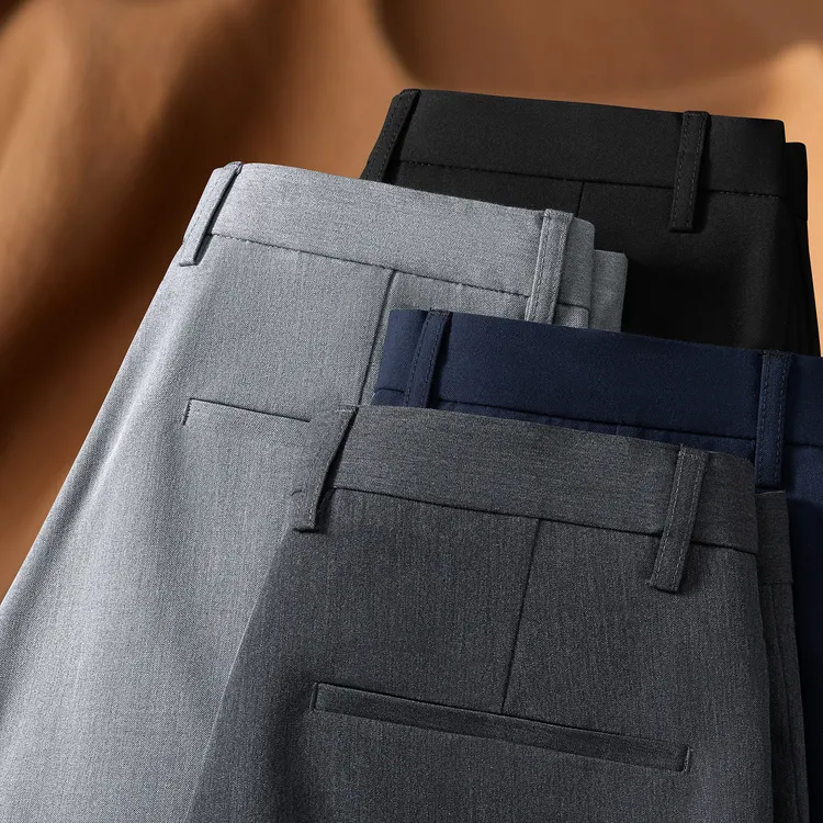 秋冬加绒厚款西裤男士修身商务正装休闲长裤直筒百搭西装裤九分裤