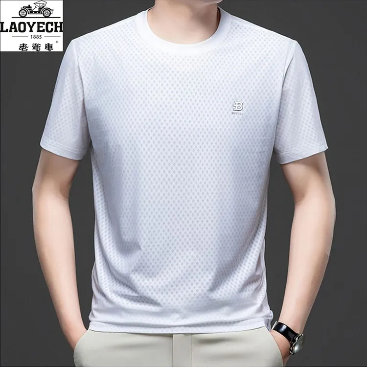 老爷车中年商务爸爸装休闲t恤衫夏季薄款百搭圆领体恤男士POLO衫