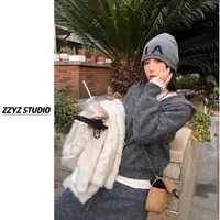 【ZZYZ】“奥法庄园”软糯连帽V领显瘦毛衣➕超H版型半身裙两件套套装