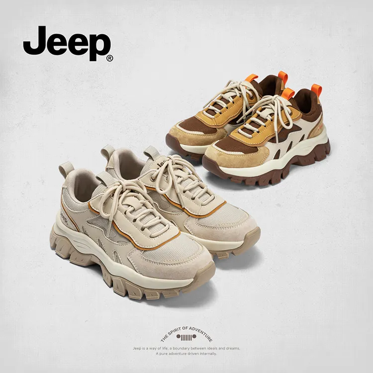 JEEP吉普韩版老爹鞋女2025新款透气休闲鞋ins潮厚底增高运动鞋T