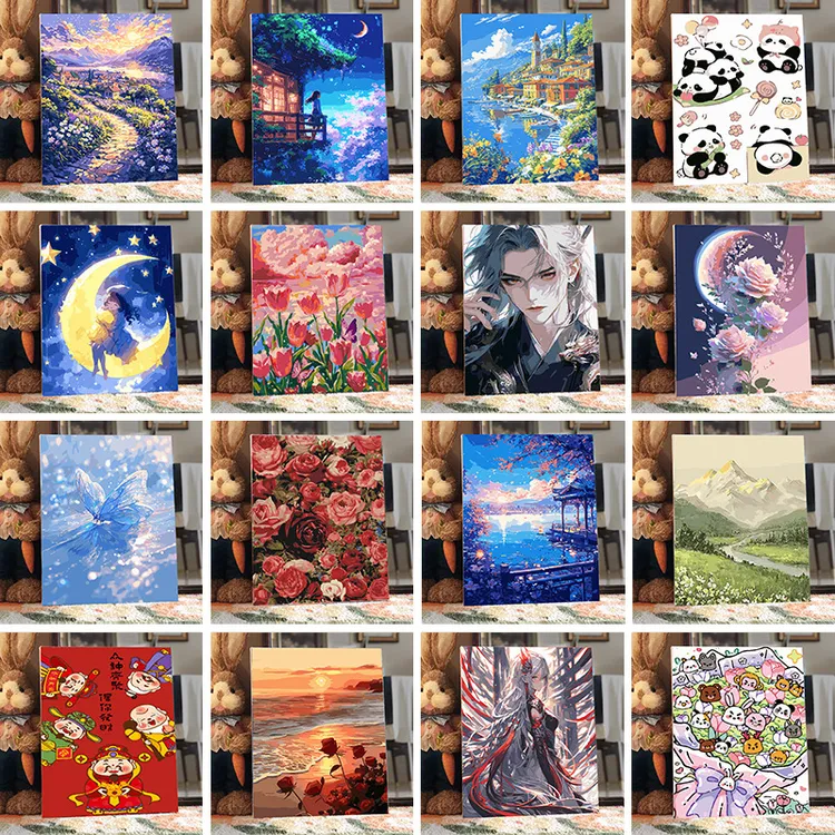 新款油彩数字油画40×50填色数字油画大副山水画数字画diy填色画