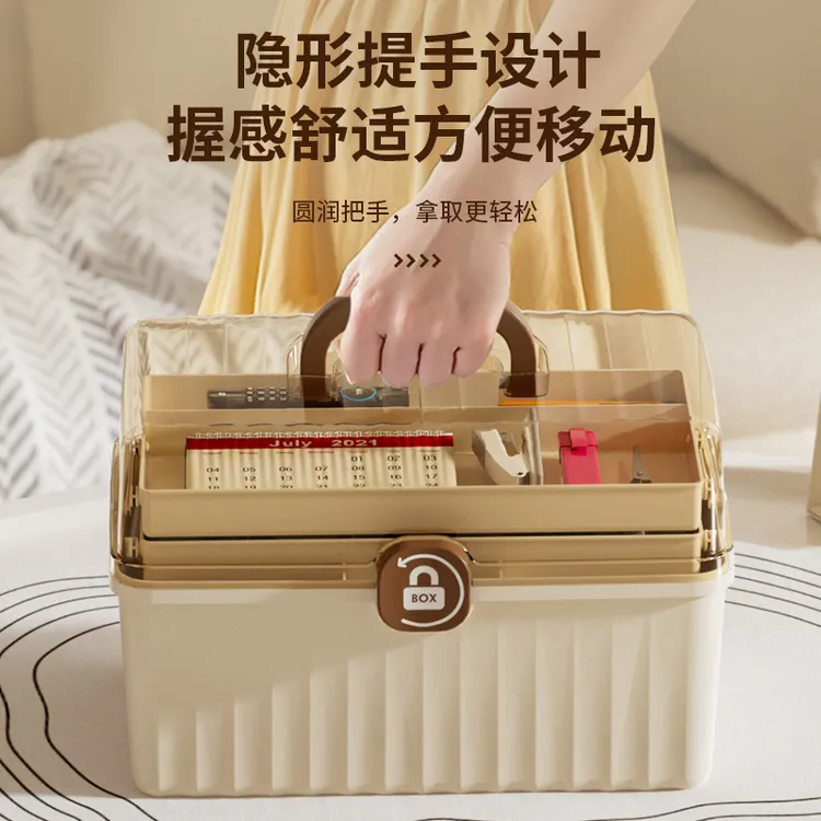 拉萨发货西藏包邮多层大容量医药箱家用药品收纳盒带提手急救箱