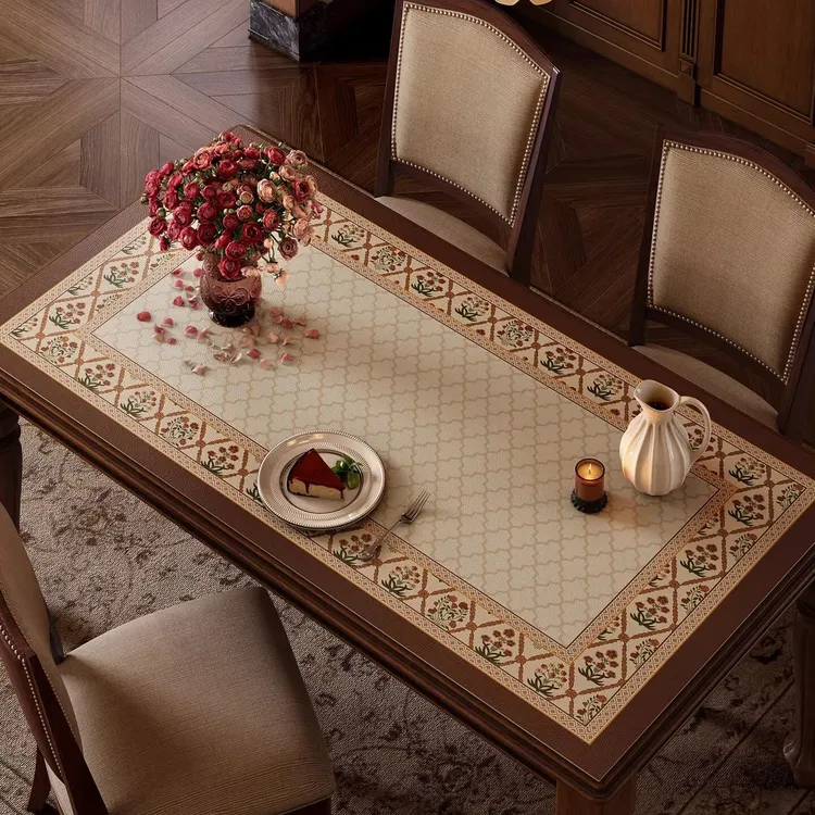 范居奥塔花园桌垫美式复古餐桌垫防水防油防烫垫长方形皮革茶几垫