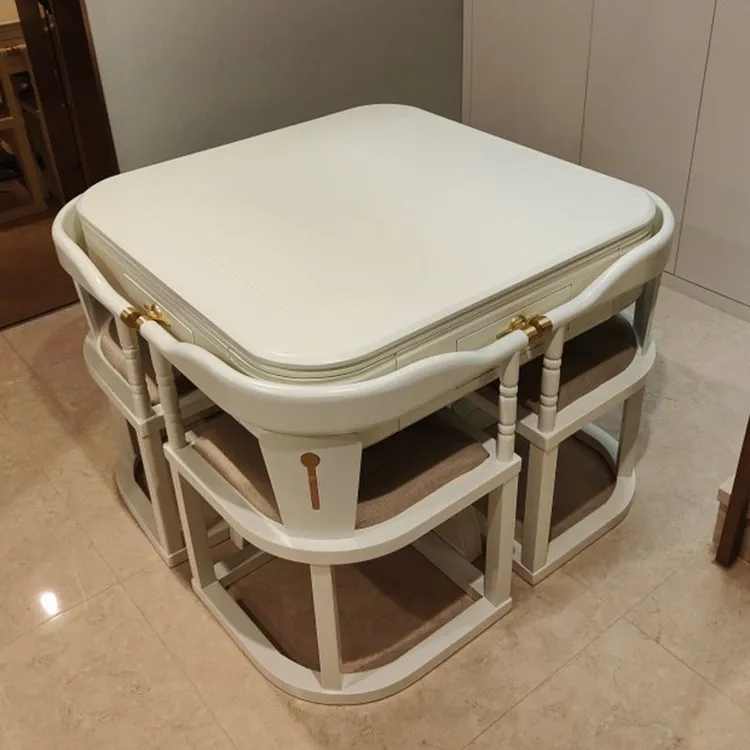 新中式实木麻将桌餐桌两用多功能小型静音麻将机家用茶桌机麻一体