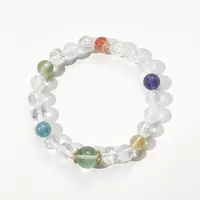 【多宝】顶珠11mm葡萄石+芬达红胶花+海蓝宝+白阿塞+黄水晶+紫水晶