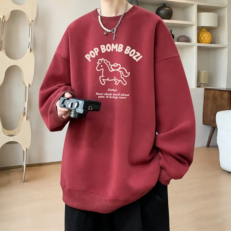 重磅加绒圆领卫衣男2026马年新款马到成功青少年新年好运保暖上衣