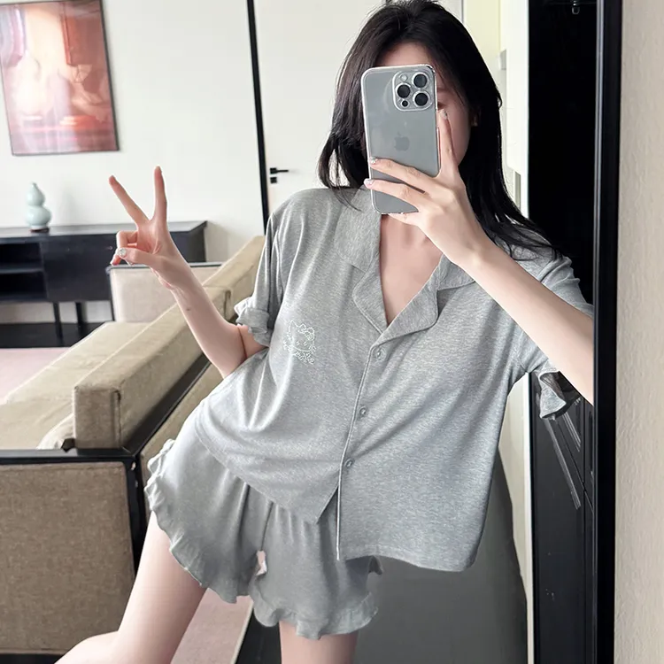 iolloi甜美带胸垫睡衣女款爆款2025新款莫代尔夏季微胖显瘦家居服