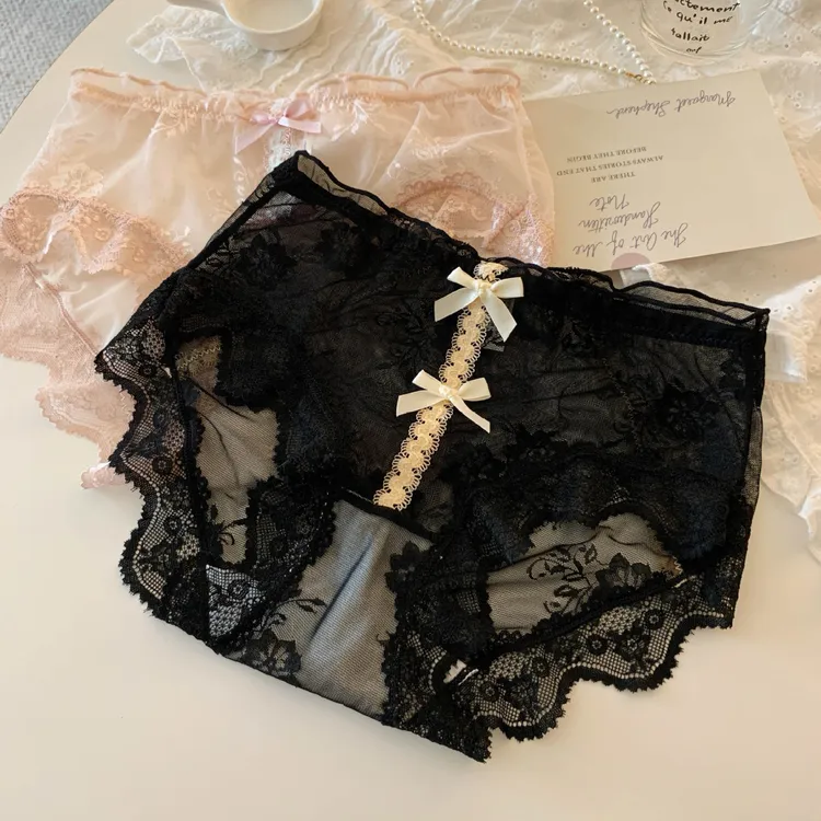 缪斯女神~新款全蕾丝内裤女中腰大码蕾丝内裤女透气舒适包臀