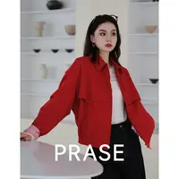 PRASE·噜【一眼心动】100棉微胖轻奢设计款秋拼接夹克外套PR508C93