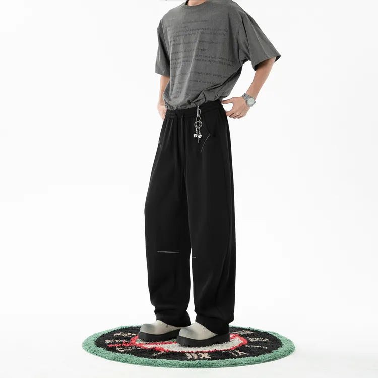 Jaaniste2025夏季新款垂感西裤男士直筒宽松百搭潮流抽绳休闲裤子