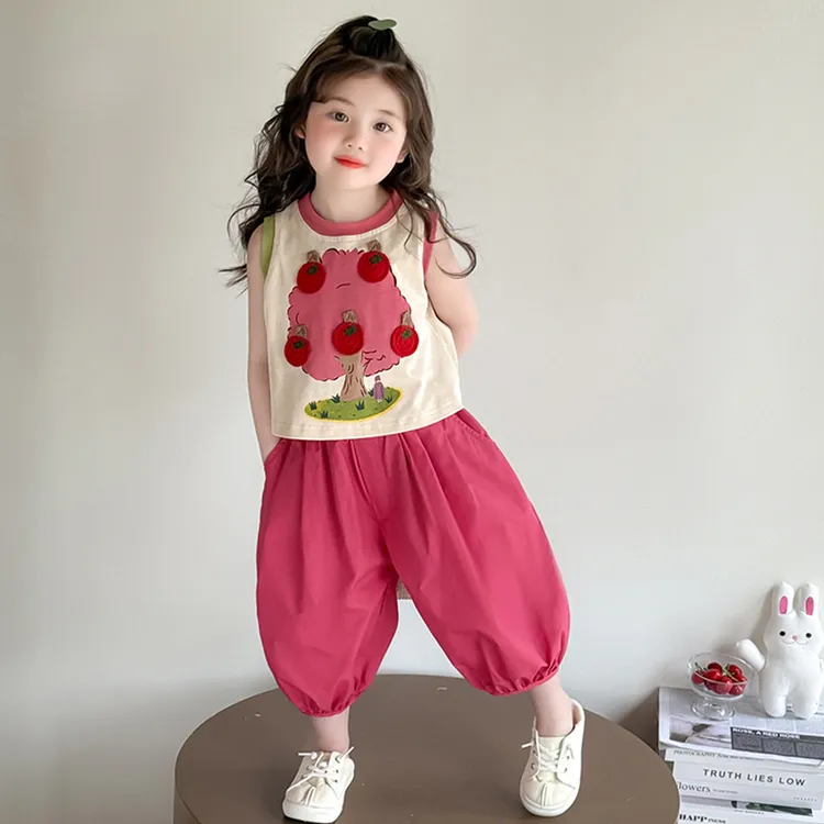 MK&UR.BV儿童潮款女童夏季套装2025新款洋气无袖儿款宝宝背心灯笼