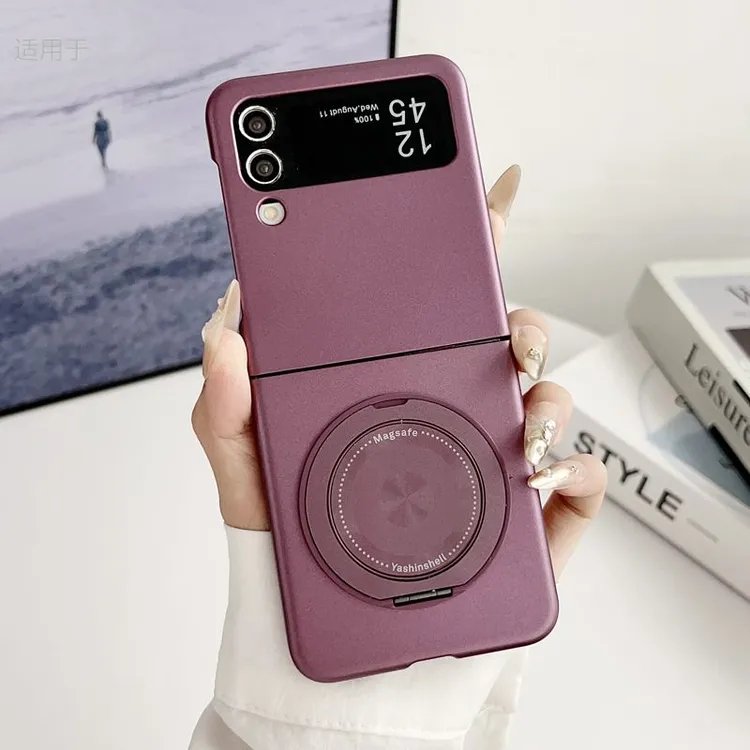 适用三星ZFlip4/3手机壳折叠屏新款旋转磁吸支架磨砂防摔保护套女