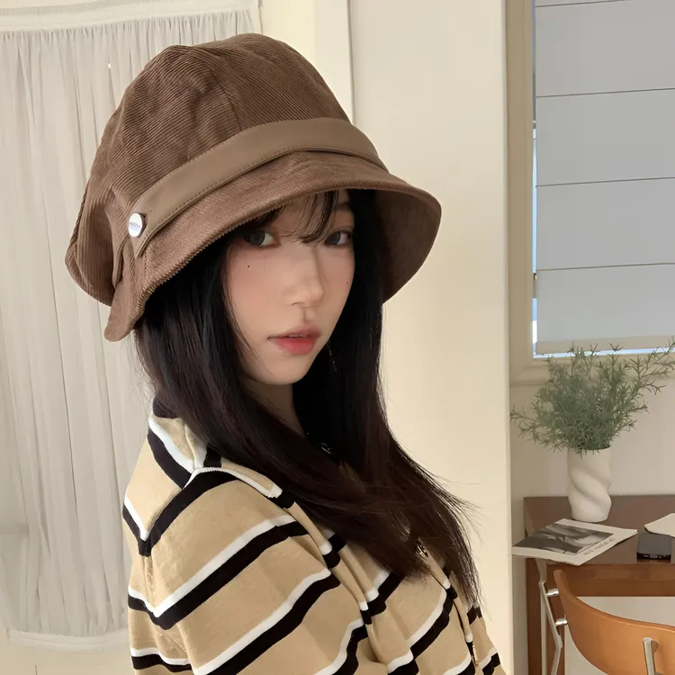 panruoyue 一帽多戴！高性价比灯芯绒2025新款渔夫帽 旅行骑车可戴