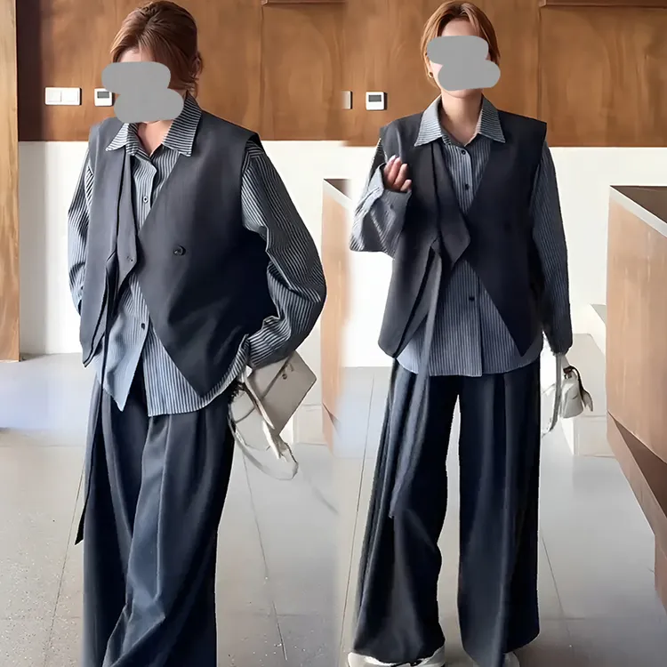 西装马甲衬衫套装女三件套韩系又酷又飒的女装高级感2025春秋新款