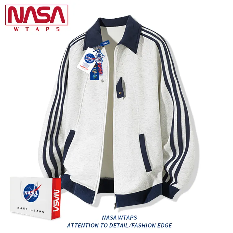NASA WTAPS美式条纹夹克外套男秋季2025新款青少年宽松运动上衣潮