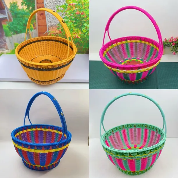 【丹丹】编织圆篮子手工编织菜篮子提篮编织拜神提篮纯手工成品