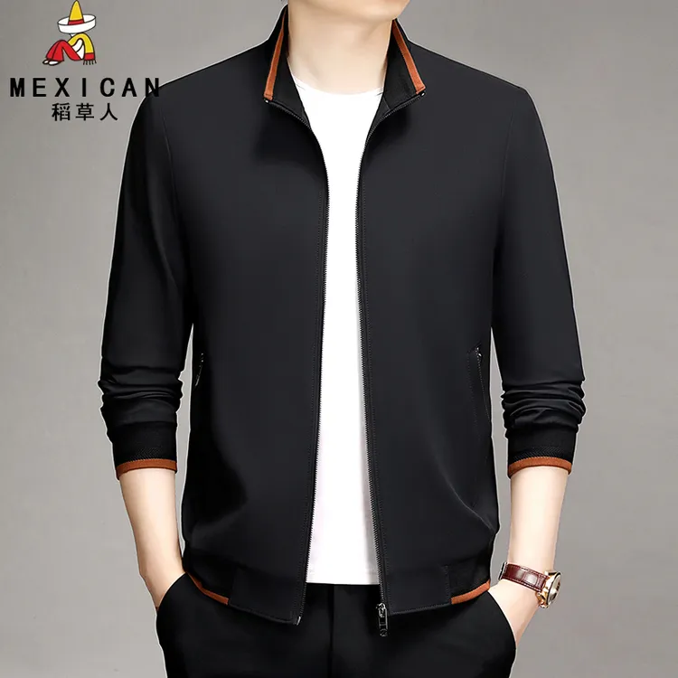 稻草人2025秋季夹克男士中老年爸爸装商务休闲上衣中年薄款外套男