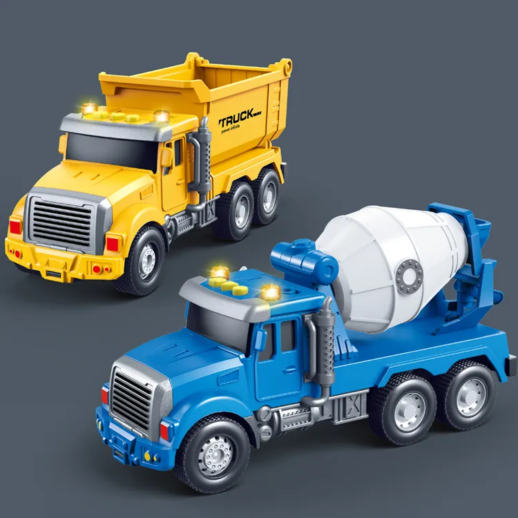 声光音乐早教故事机儿童玩具车男孩宝宝惯性工程载土翻斗车搅拌车