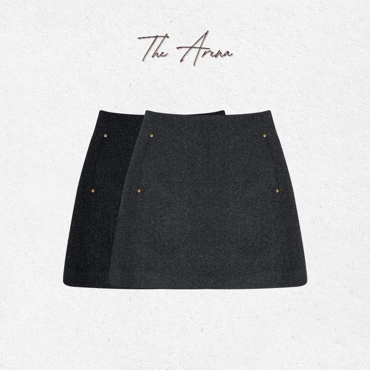 THE ARENA“时尚编辑”羊毛混纺撞钉半裙（短裤内衬）XY-1029