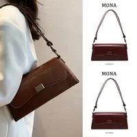 Mona高级感轻奢小众法式复古棕色单肩法棍腋下包女2025新款斜挎包