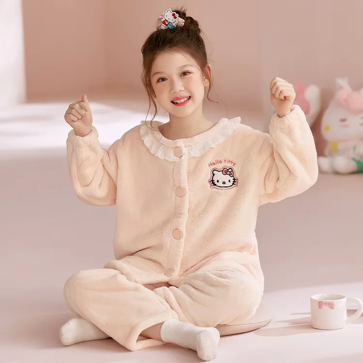 儿童珊瑚绒睡衣女童冬季加厚套装2025新款女孩初中生法兰绒家居服