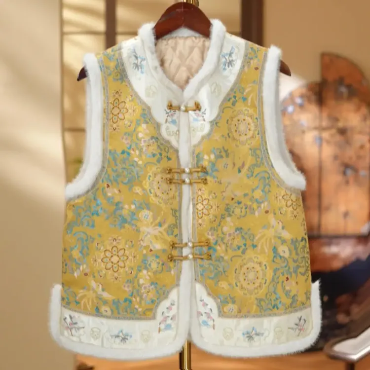 马甲女款2025新款爆款妈妈装冬季加绒加厚新中式国风提花百搭气质