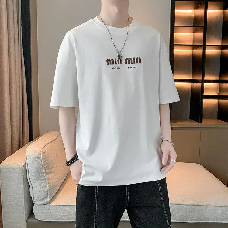 大学生夏季短袖2025新款宽松男装休闲百搭T恤青少年男款夏装半袖