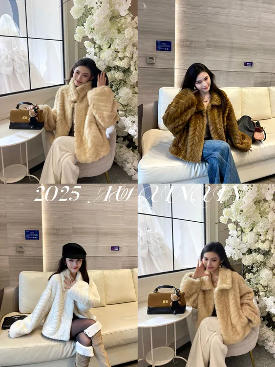 【鑫鑫专属】新款氛围环保金叶貂短款蝙蝠袖毛毛外套-88176