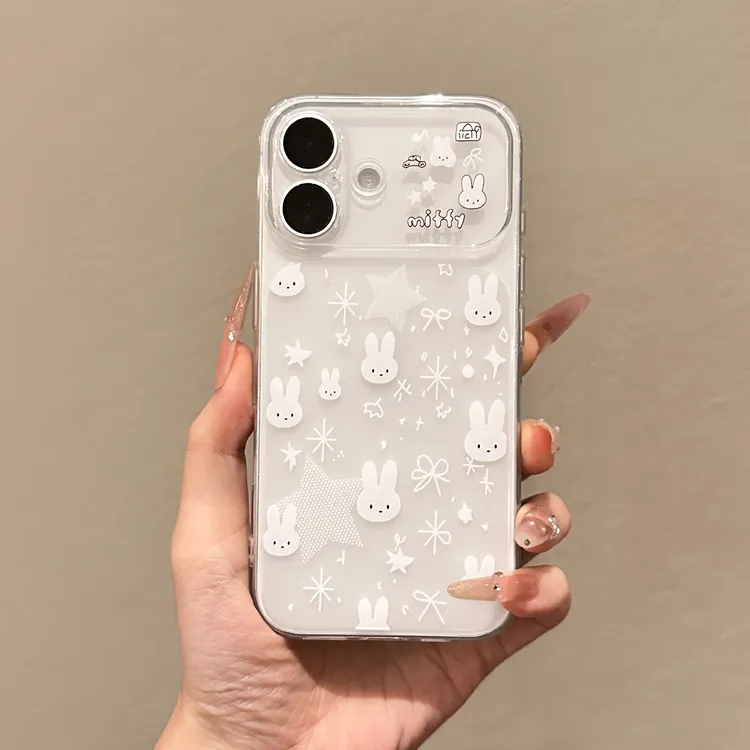 秒变大视窗卡通米菲兔星星适用苹果17P磨砂水晶手机壳iPhone16/15