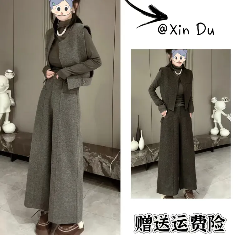 2025秋冬季新款时尚显瘦气质女士网红洋气三件套百搭款D25413