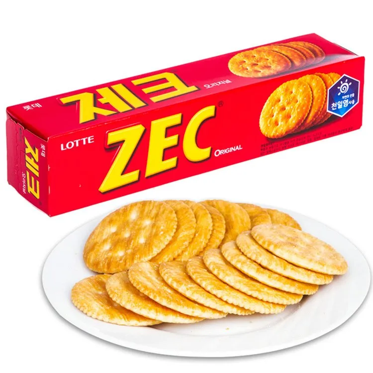 3盒韩国食品乐天ZEC咸味饼干100g杰克香酥薄脆进口零食早餐点心