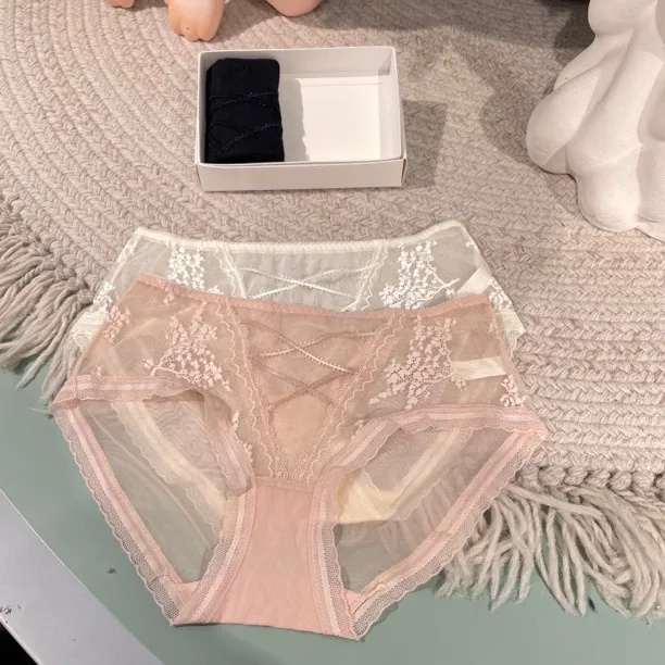 （一组三条）52453 情人节心跳 夏季轻薄时尚无痕性感蕾丝内裤