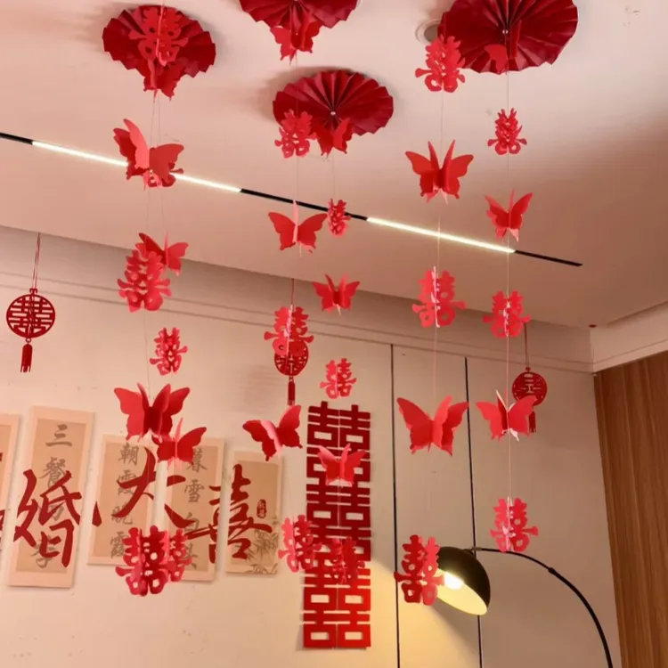 婚房布置套装客厅结婚装饰男方女方婚礼喜字卧室拉花房间挂饰用品