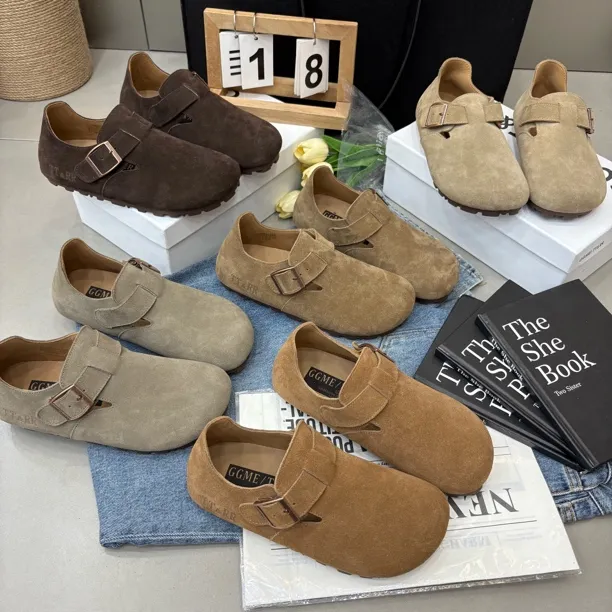 小雨家【韩版】真皮舒适百搭新款软底一脚蹬乐福豆豆鞋平底博肯鞋