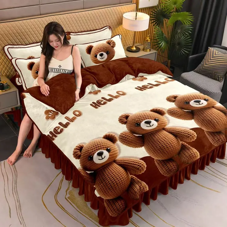 冬季加厚保暖牛奶绒四件套双面绒防静电加绒加密加厚2025年新款