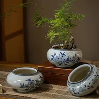 【七呀】新中式青花瓷花盆仿古陶瓷绿植景盆轻奢客厅桌面花瓶花器