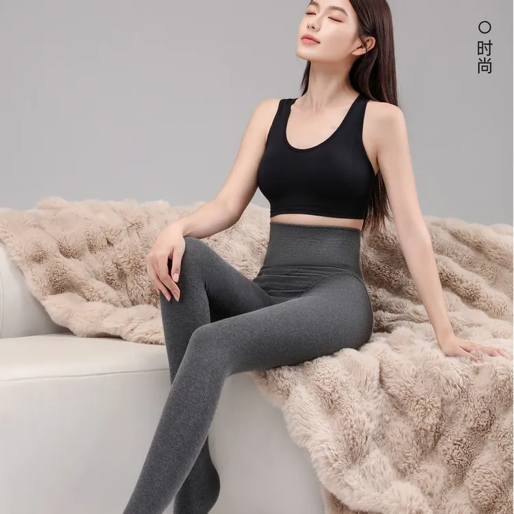 棉质高腰收腹提臀秋冬加绒加厚细纹显瘦外穿女士保暖压力连裤袜