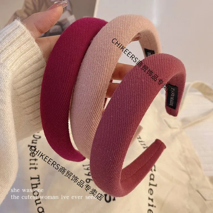 洗脸外出用法式复古红高颅顶海绵发饰女网红气质百搭发夹简