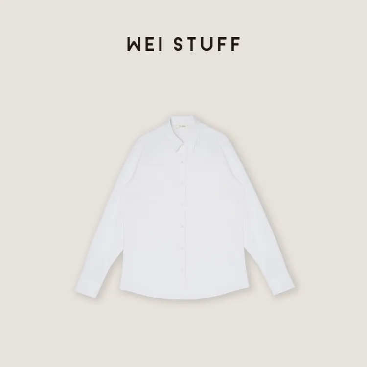 WEI STUFF  “日常净白”百搭王者通勤纯棉翻领净白长袖衬衫 8947.