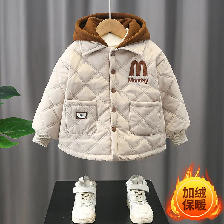 男童冬季新款2025加厚加绒韩版保暖儿童夹棉外套棒球服外套
