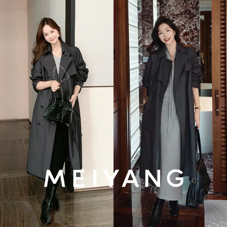 美洋MEIYANG 西雅图二号风衣 105+韩系优雅~斜纹双排扣外套-周一