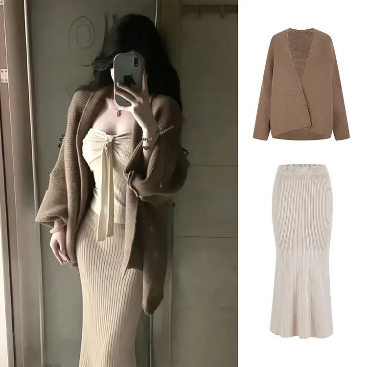 Moses Queen/魔西女王法式慵懒风针织开衫外套秋冬宽松松弛感披肩