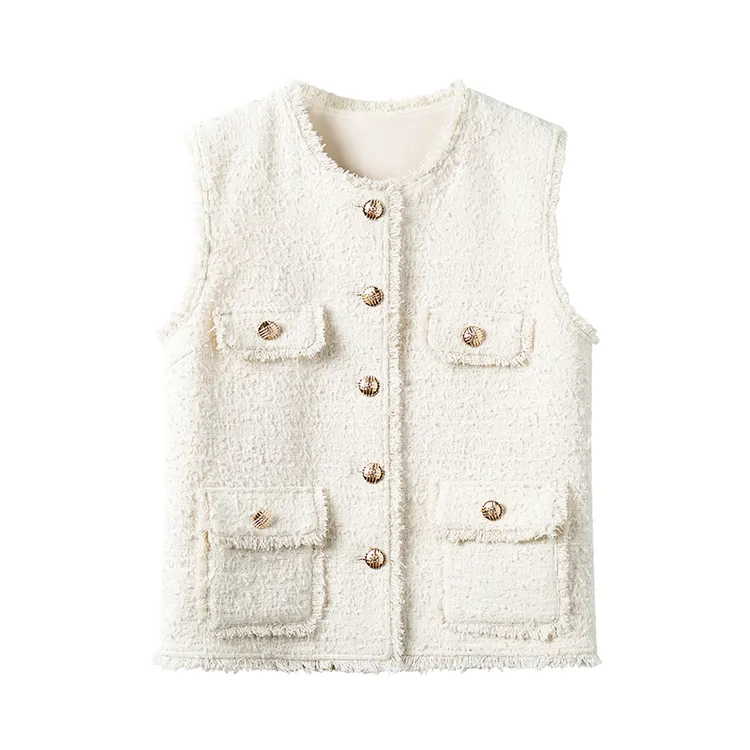 【独设甄选】2025春秋新品时髦小香风马甲气质流苏口袋百搭25131