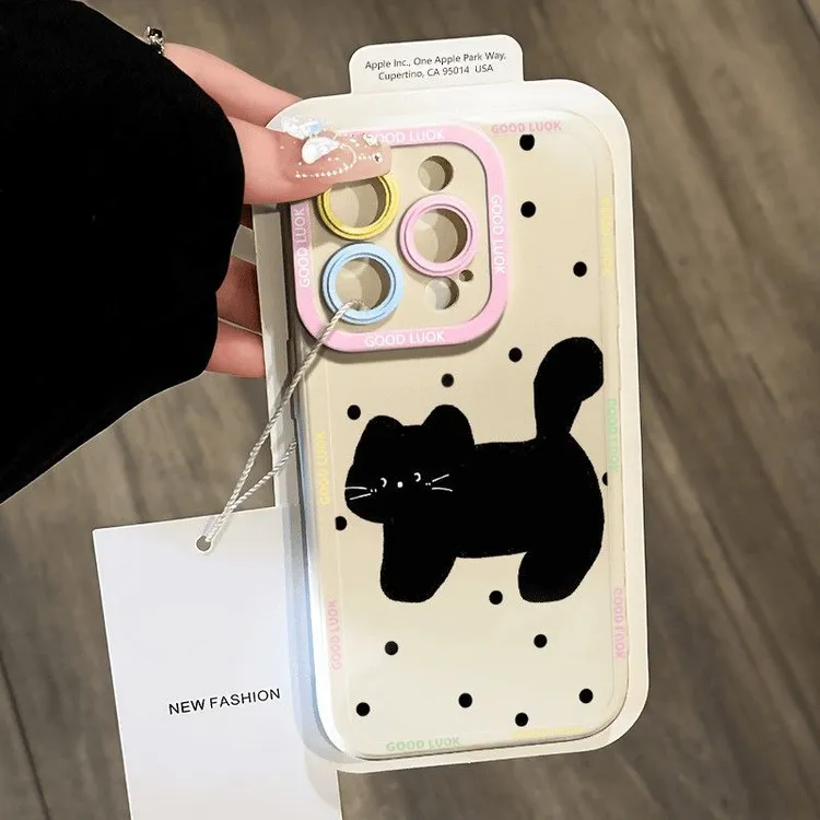 白胡子大黑猫适用iphone16/15promax手机壳苹果13/14全包12情侣11