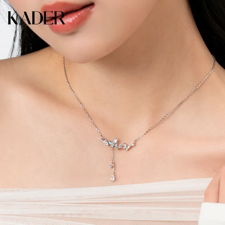 KADER/卡蒂罗 吊坠925银合成锆石 流光蝶语项链夜光精致经典百搭