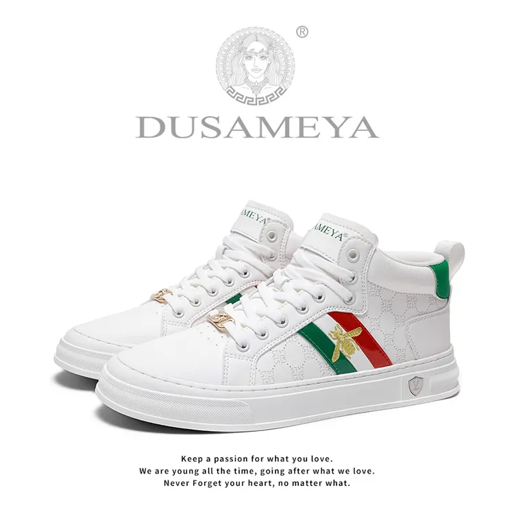 杜莎米娅2025秋冬季中帮保暖休闲板鞋蜜蜂刺绣男鞋时尚百搭潮流